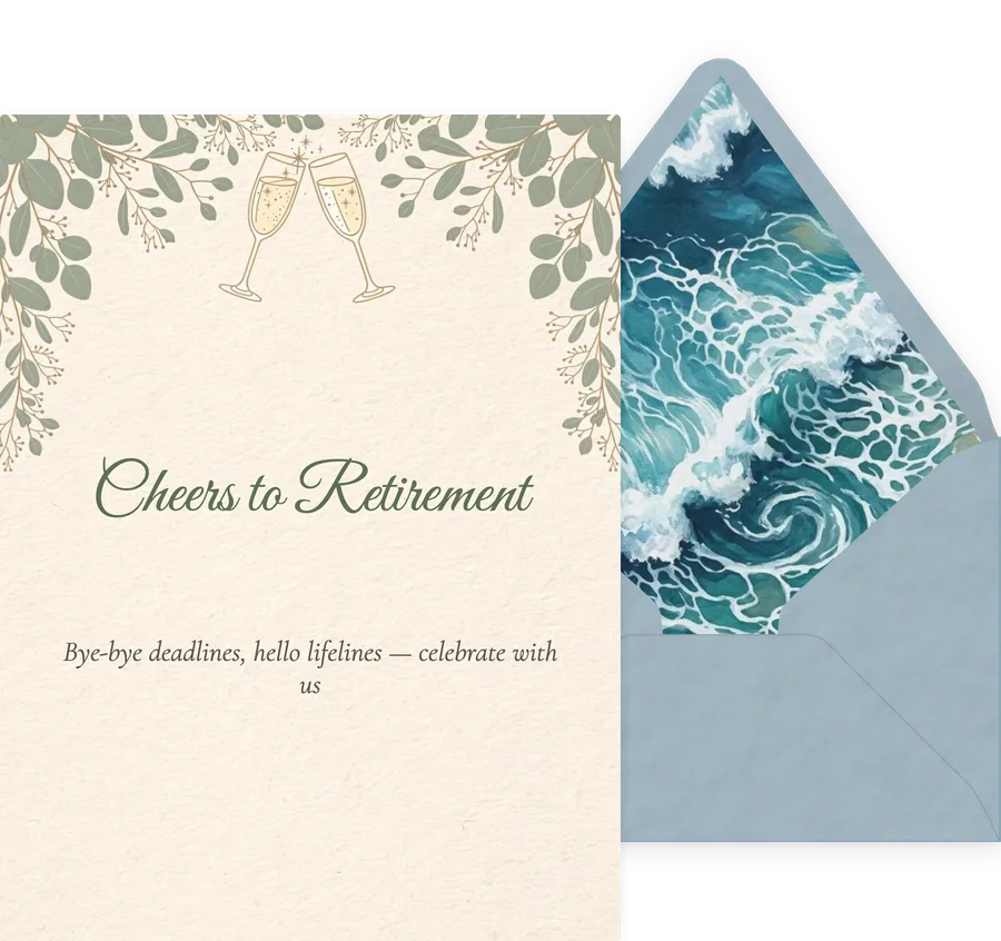 Retirement — Botanical Cheers invitation