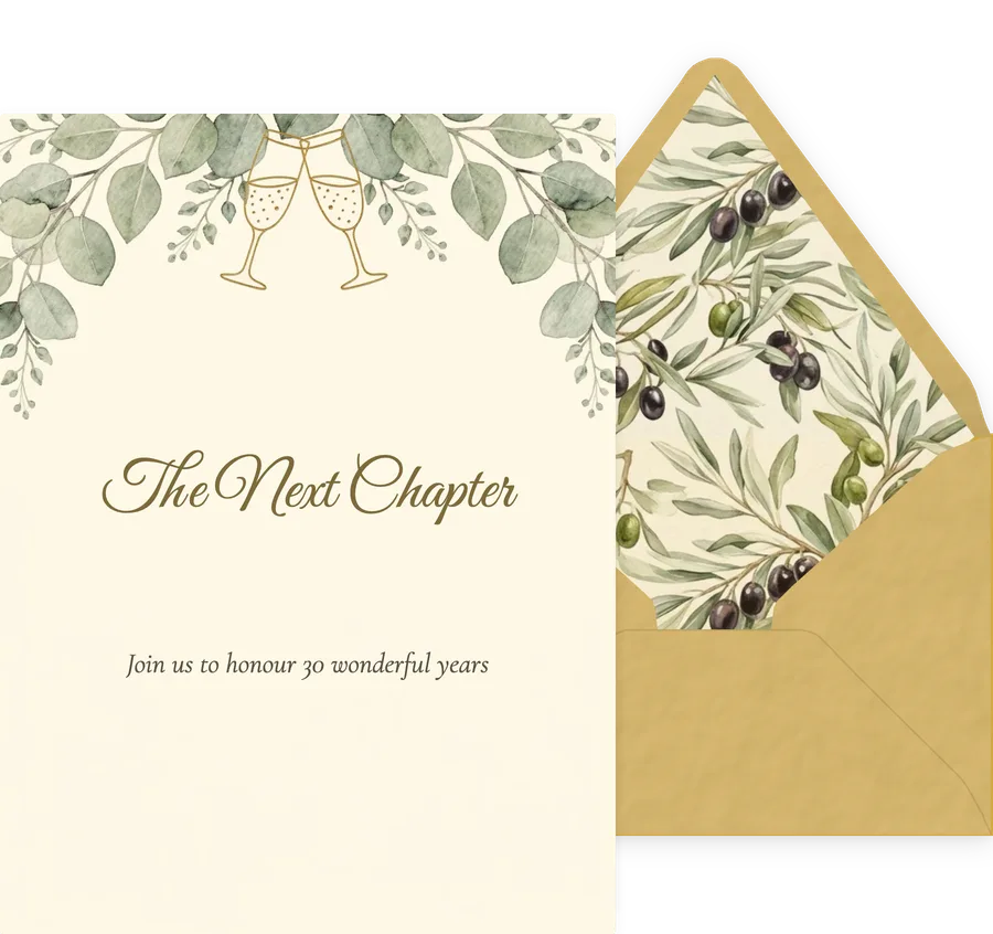 Retirement — Cream Botanical invitation