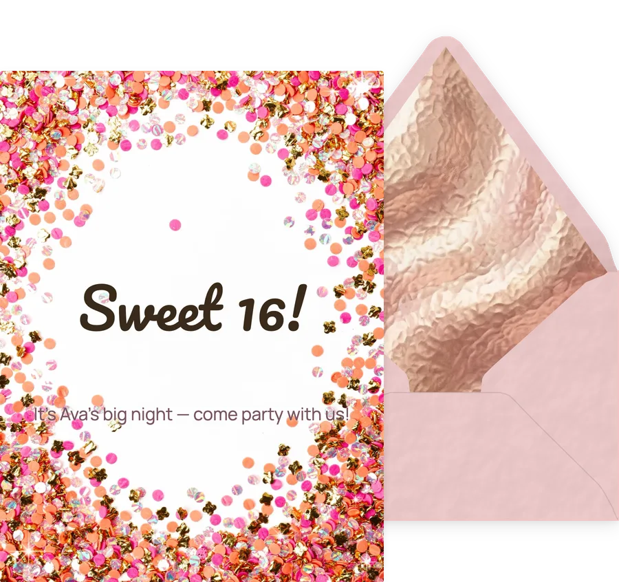 Sweet 16 — Hotpink Confetti invitation