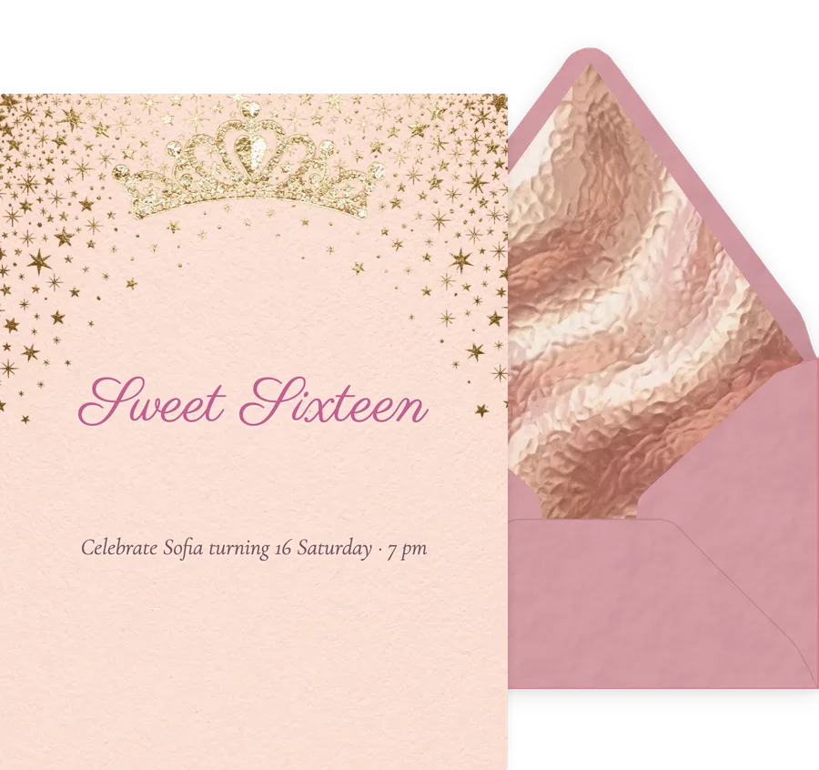 Sweet 16 — Blush Gold Stars invitation