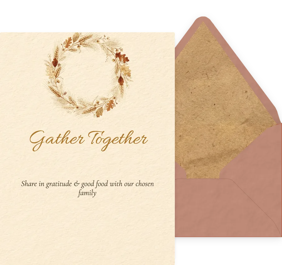 Thanksgiving — Wheat Wreath invitation