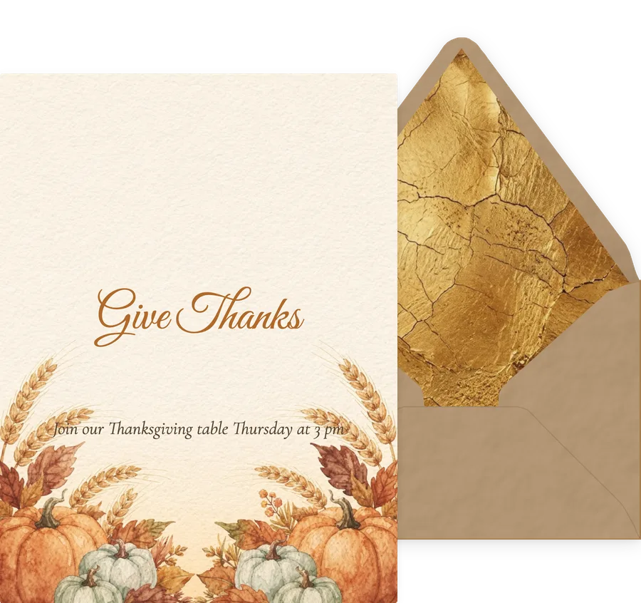 Thanksgiving — Cream Pumpkin invitation