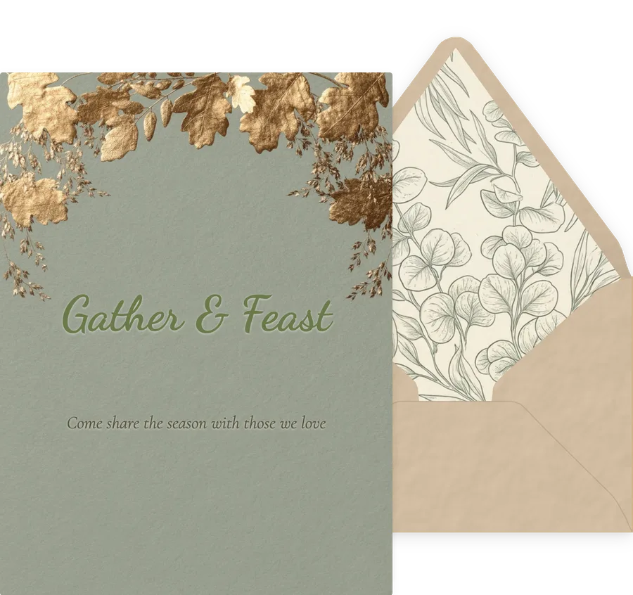 Thanksgiving — Sage Gold Leaves invitation