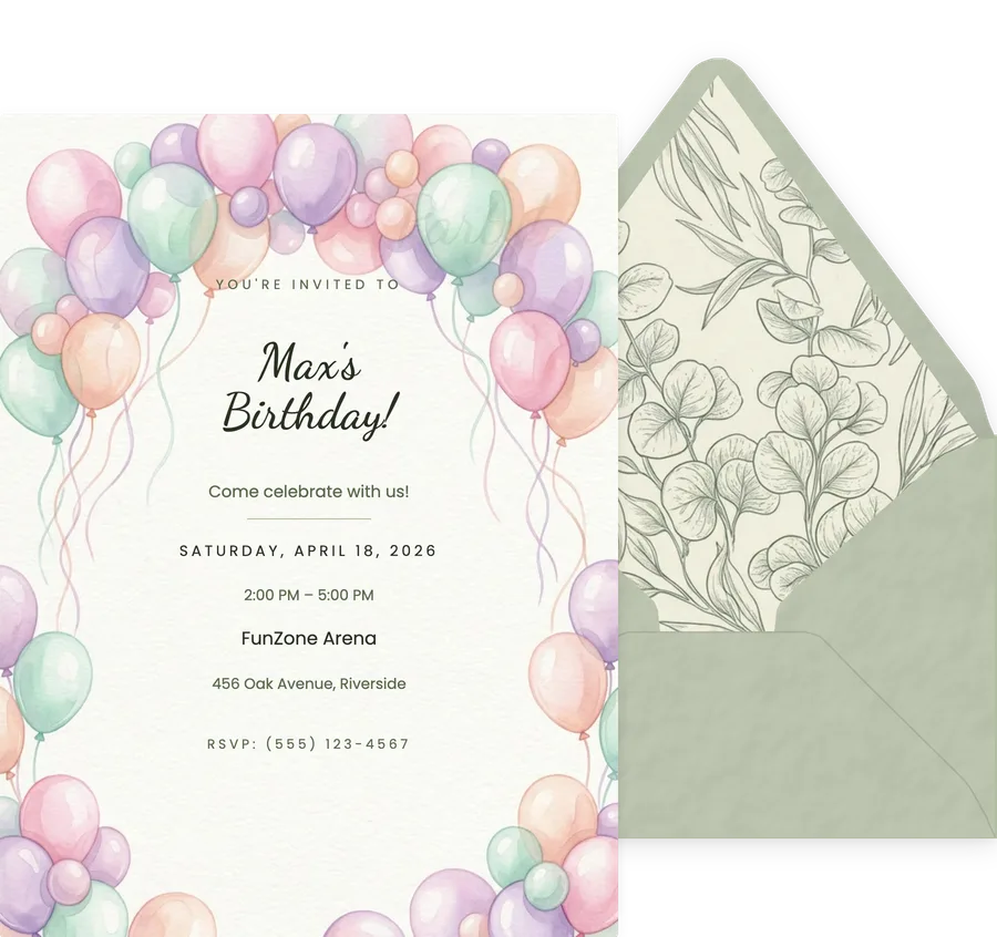 Pastel Balloon invitation