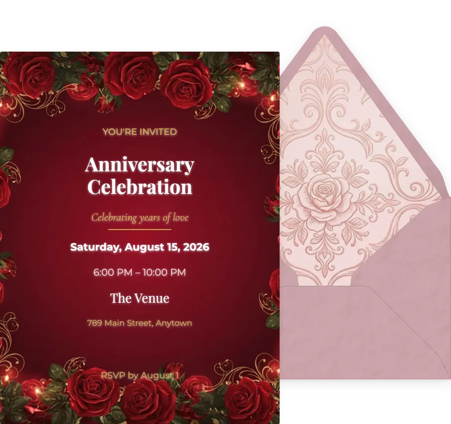 Romantic Red Anniversary invitation