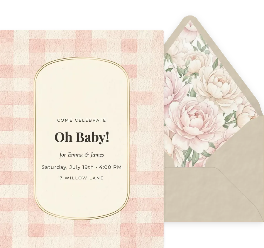 Blush Gingham invitation