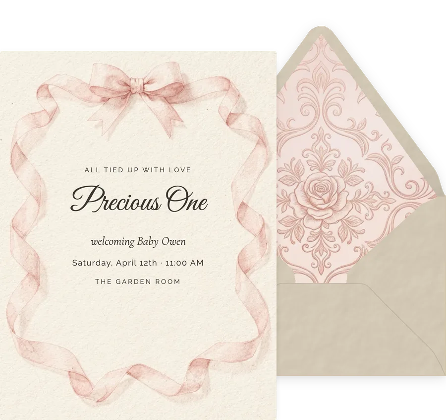 Blush Ribbon invitation