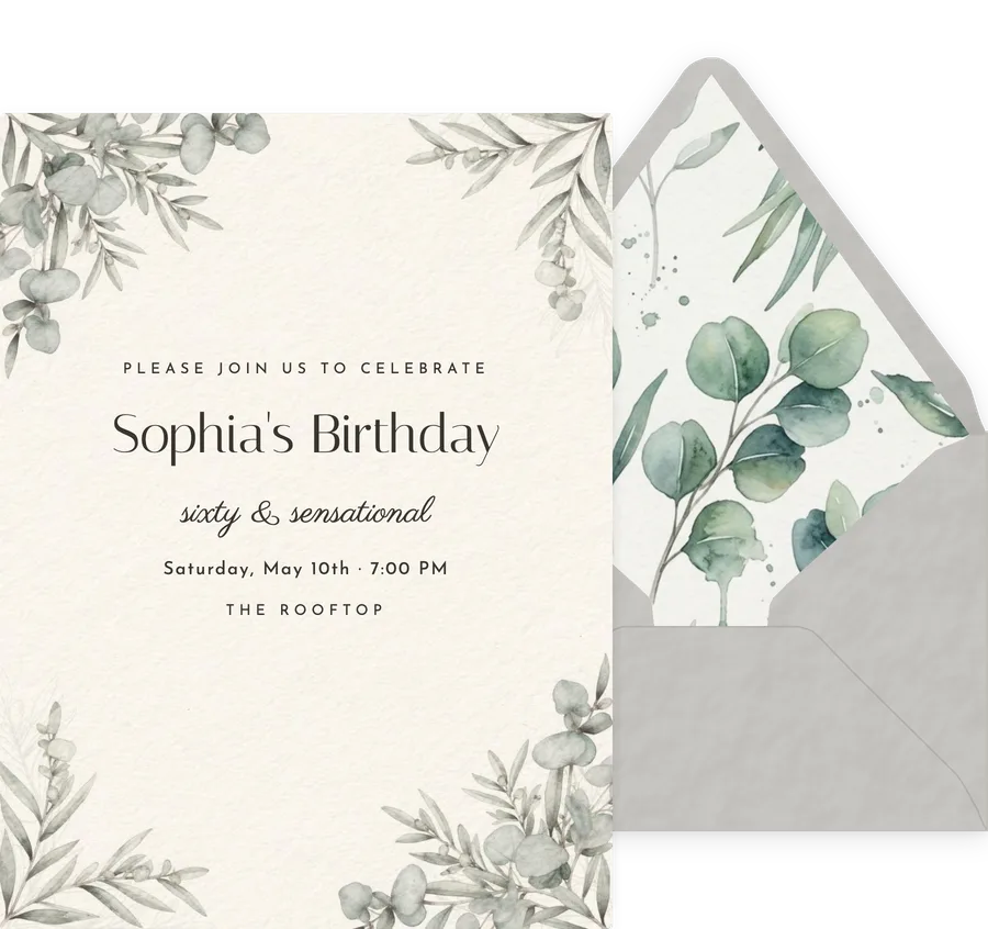 Eucalyptus Corners invitation