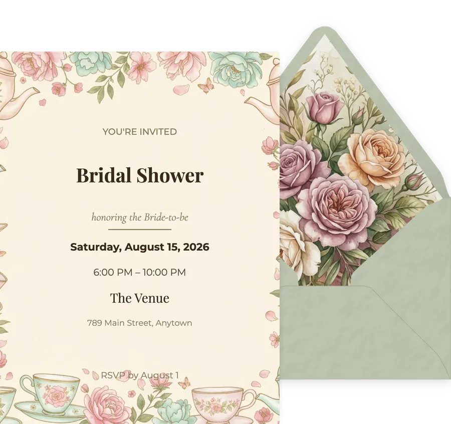 Garden Tea Party Bridal Shower invitation