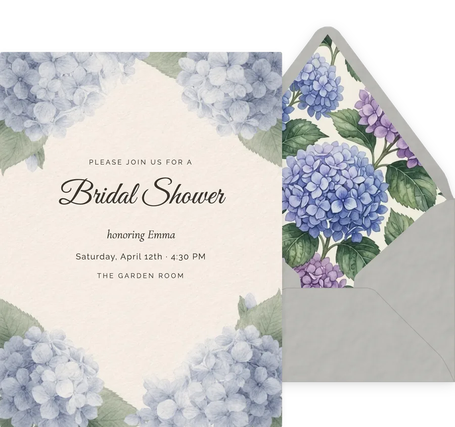 Blue Hydrangea invitation