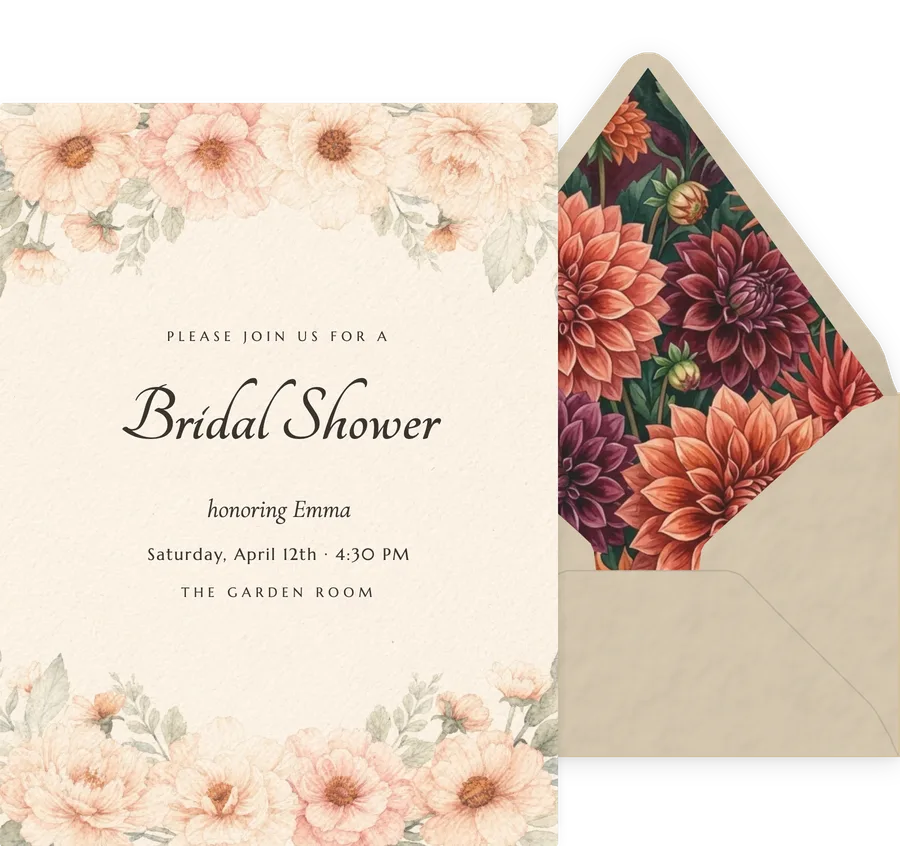 Watercolor Dahlia invitation