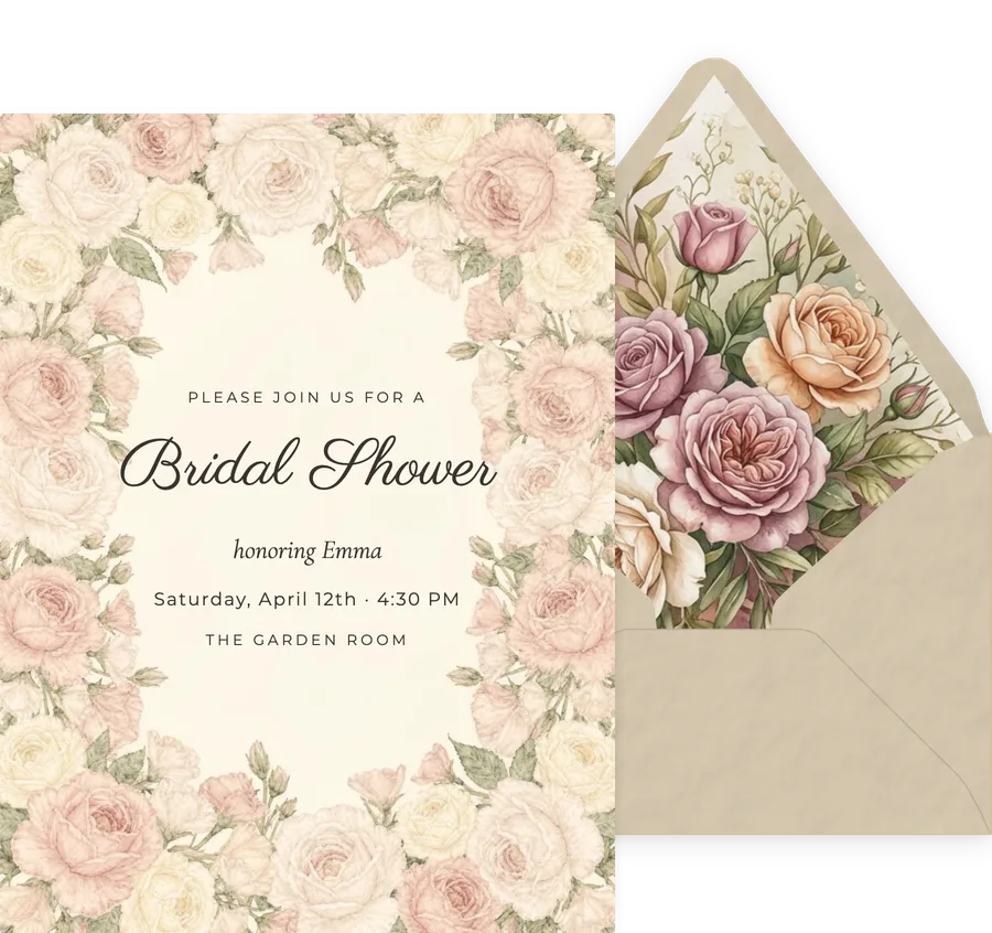 Garden Rose Frame invitation