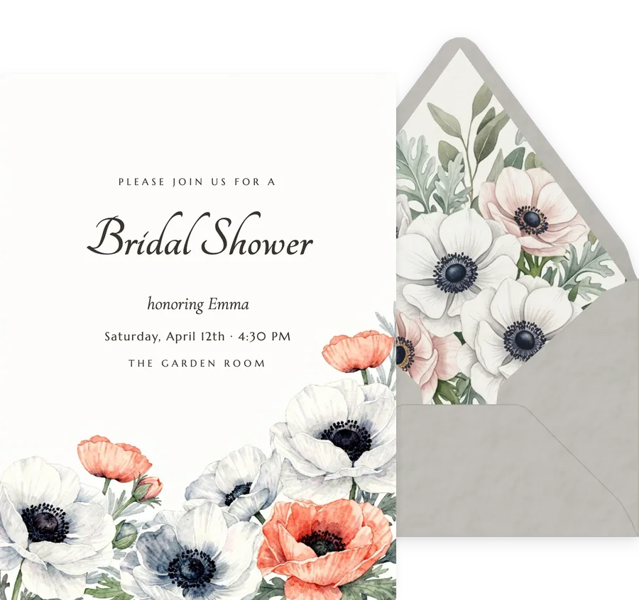 Anemone Poppy invitation