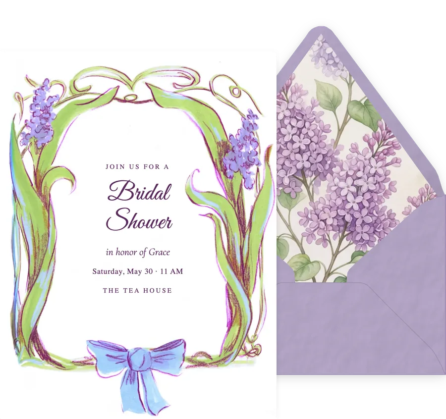 Lilac Art Nouveau invitation