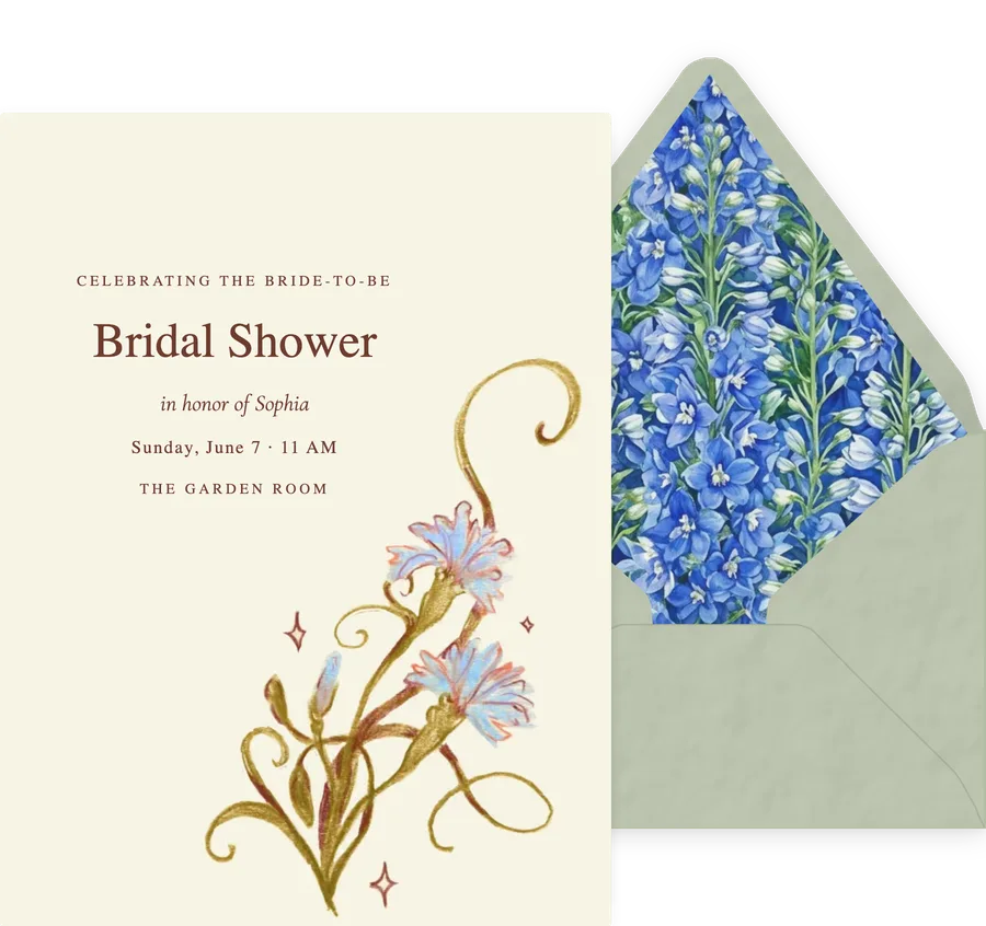 Pencil Cornflower invitation