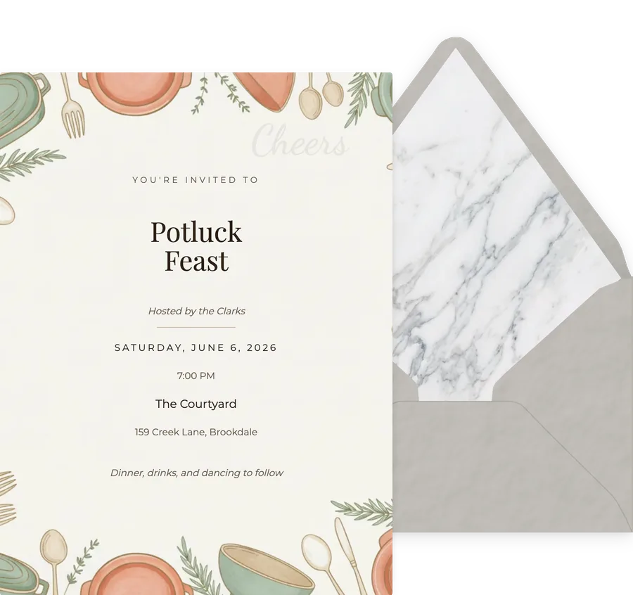 Potluck BBQ Feast invitation