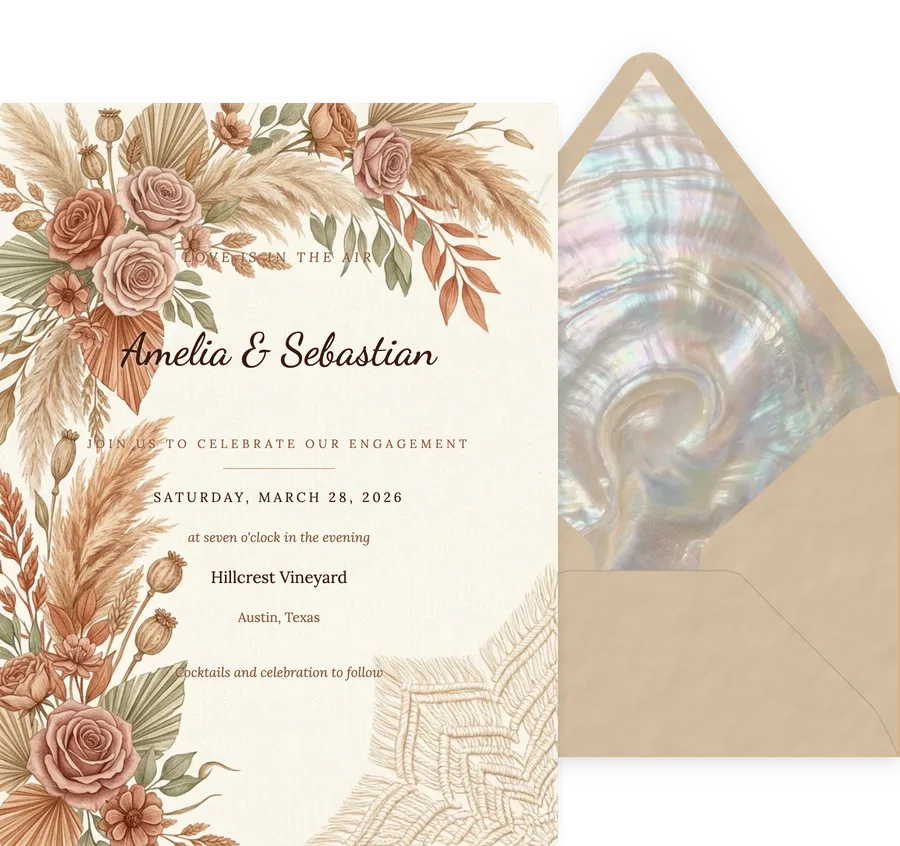 Boho Dried Floral invitation
