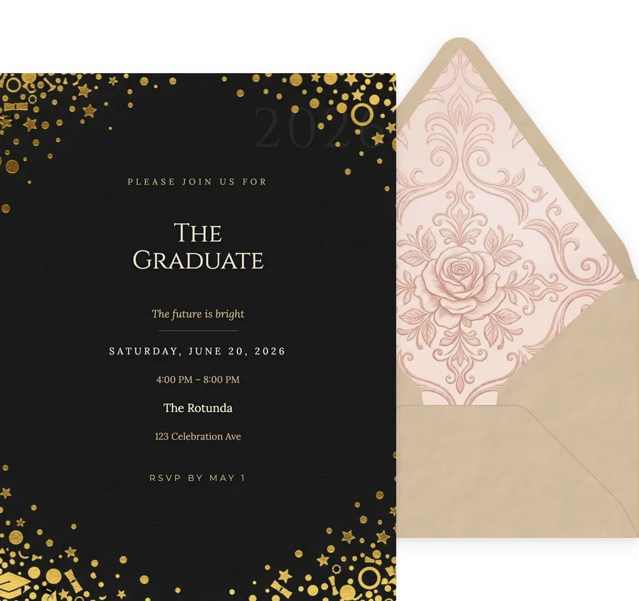 Black & Gold Confetti invitation