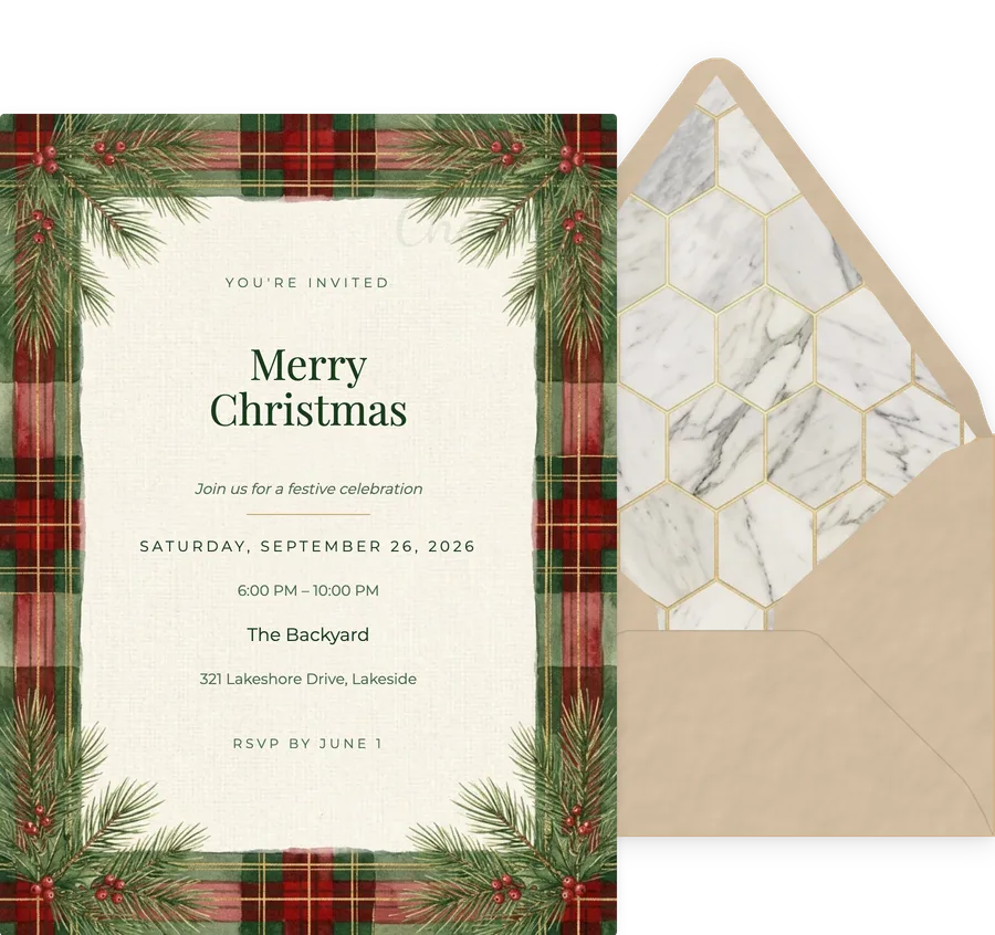 Christmas Plaid invitation