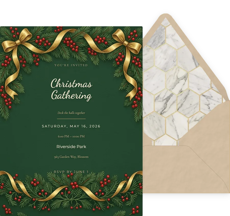 Evergreen Garland invitation