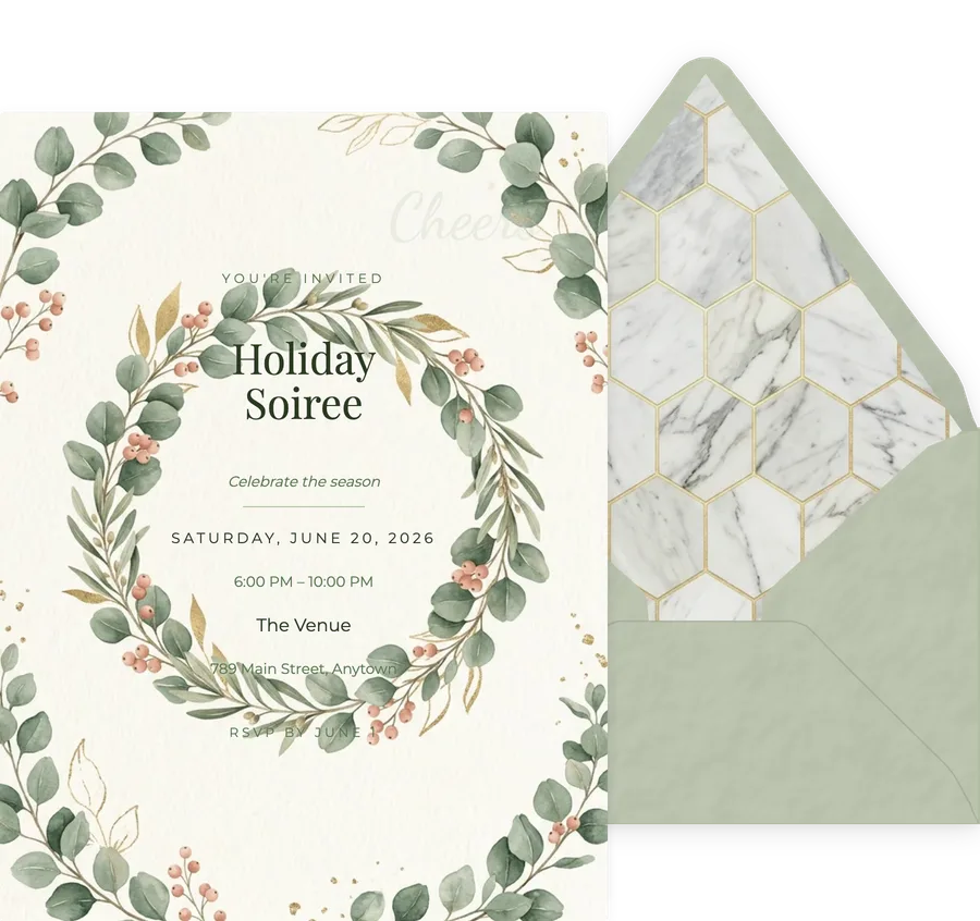Modern Wreath invitation