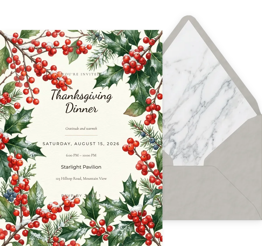 Thanksgiving Berries invitation