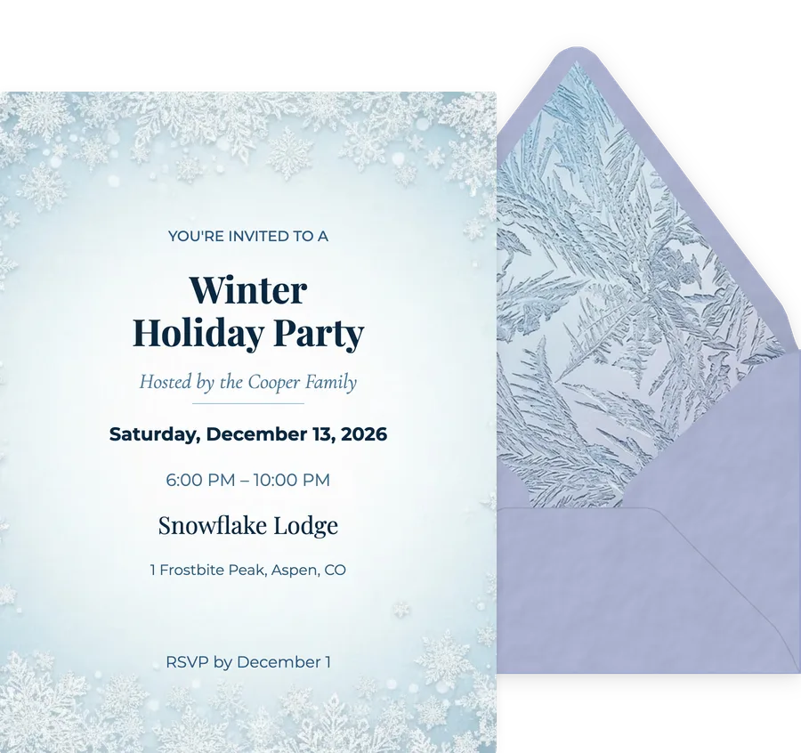 Winter Snowflake Holiday invitation