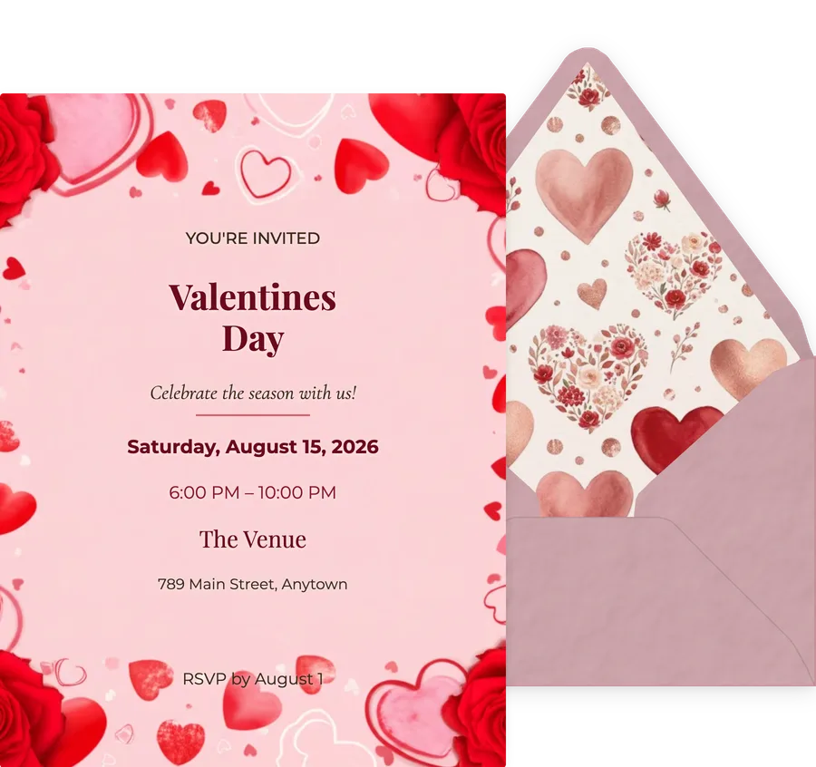 Valentines Hearts Holiday invitation