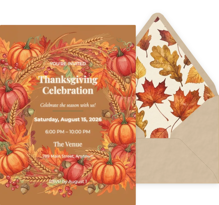 Thanksgiving Harvest Holiday invitation