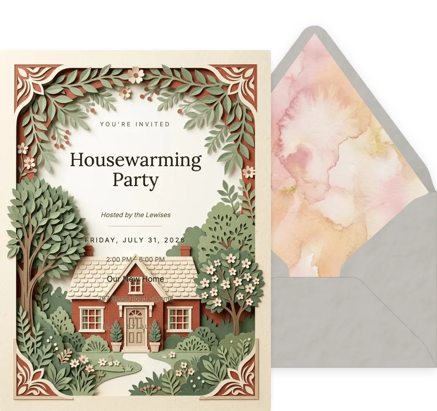 Paper Cut House invitation