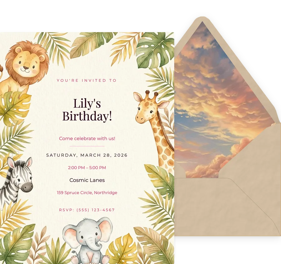 Safari Animals Kids invitation