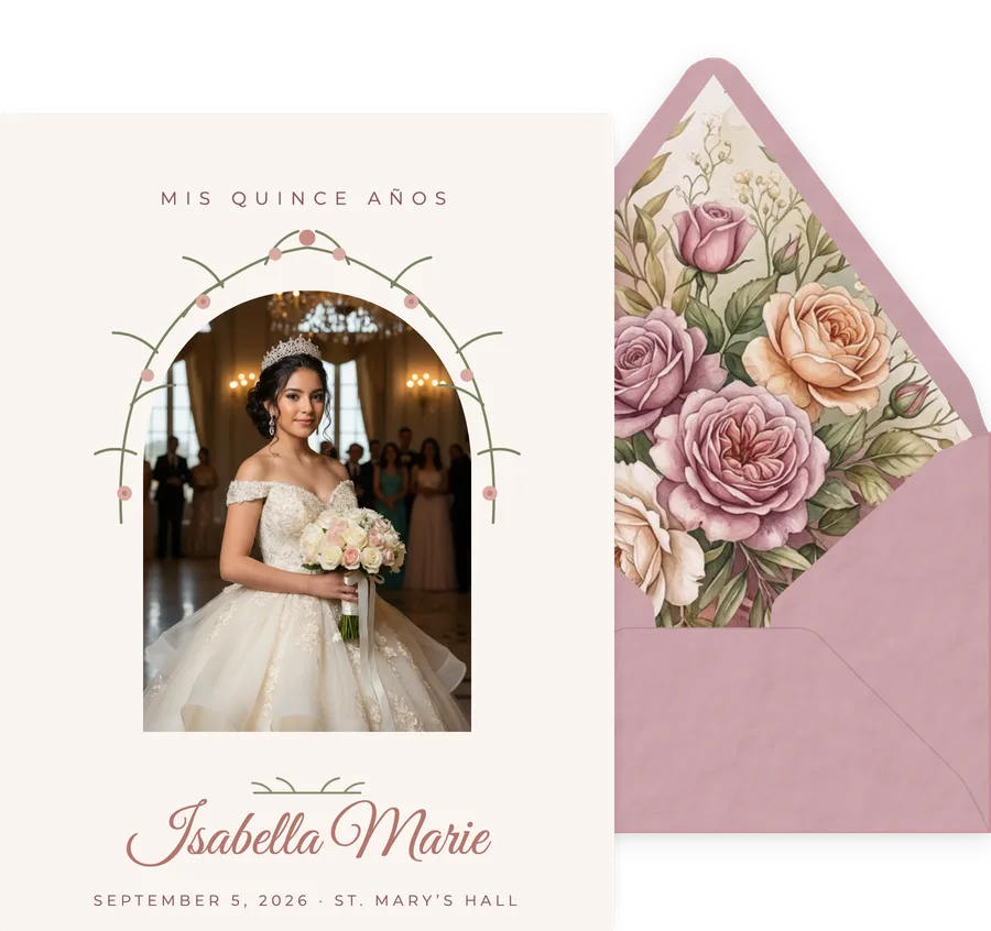 Quinceañera Rosa invitation