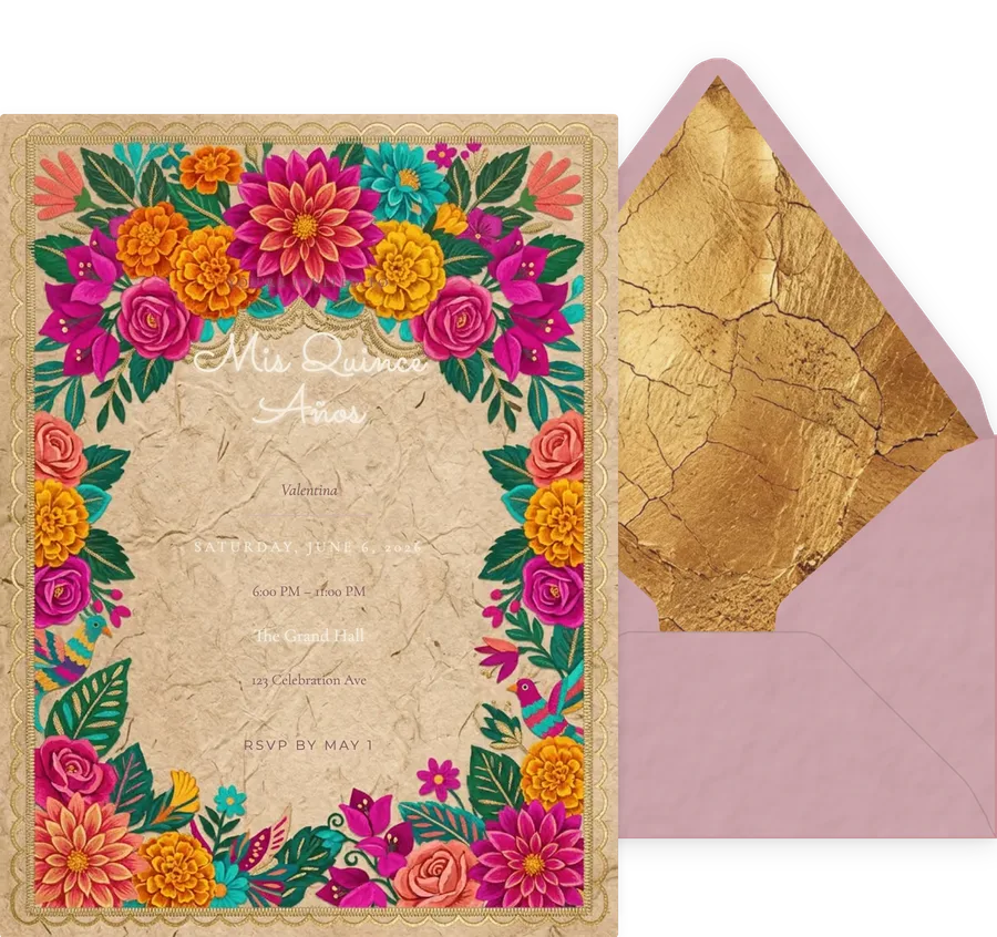Frida Quinceañera invitation
