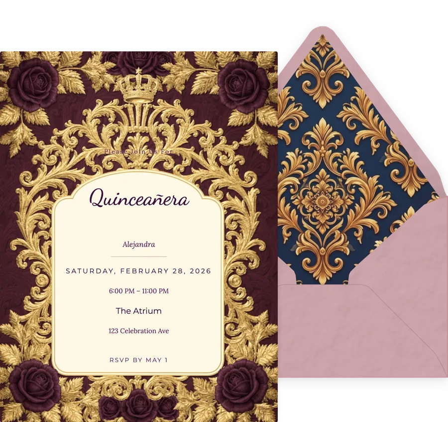 Aubergine Regal invitation
