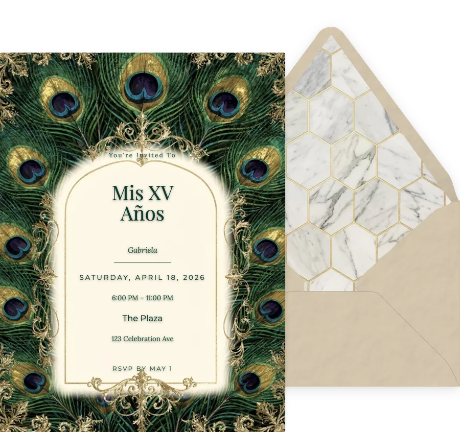Emerald Peacock invitation