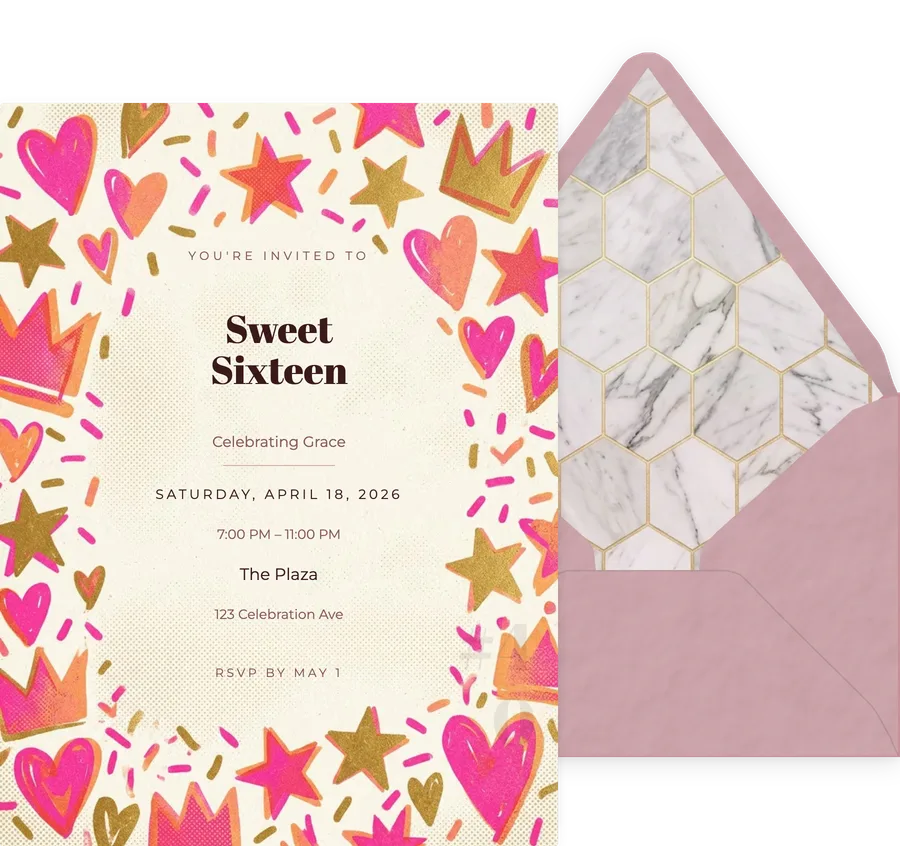 Risograph Sweet Sixteen invitation
