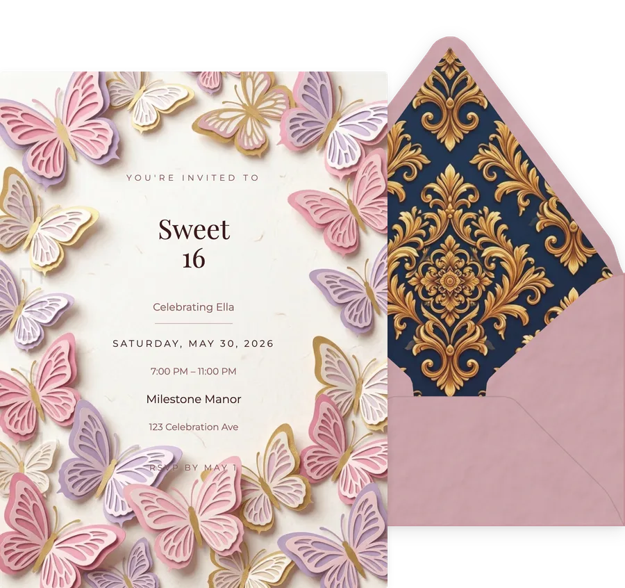 Paper Cut Butterflies invitation