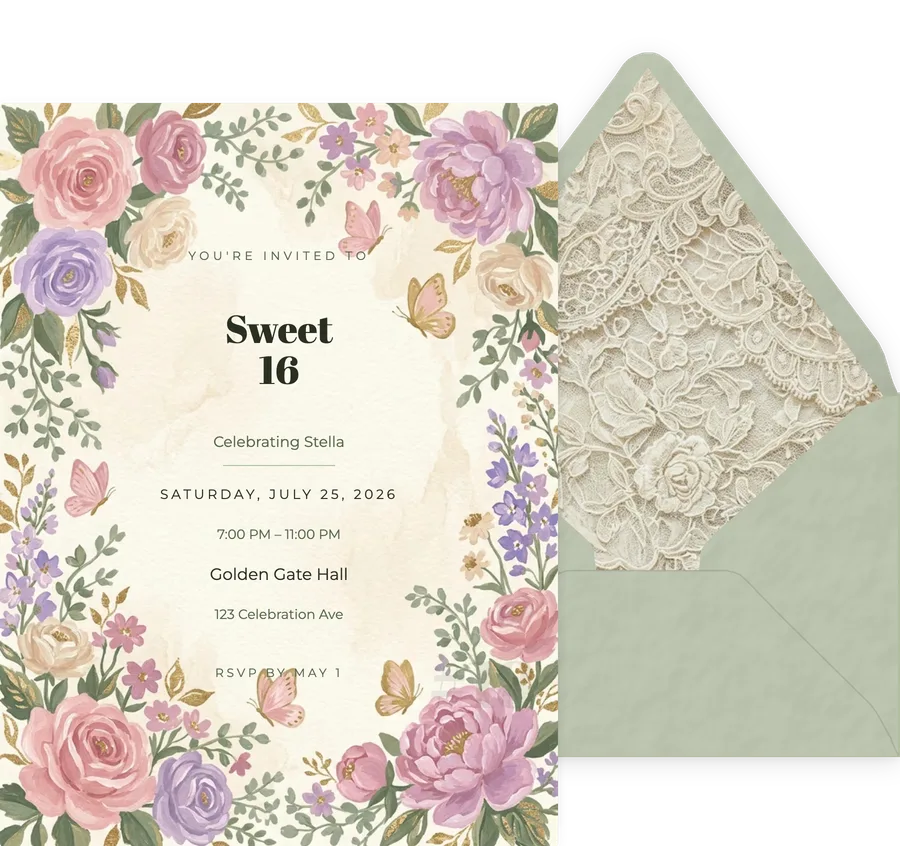 Gouache Sweet Garden invitation