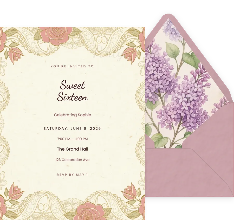 Vintage Rose invitation